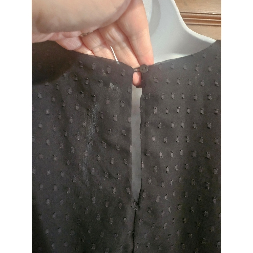 American Eagle Outfitters Black Swiss Dot Floral Embroidered Peplum Top - Picture 12 of 15